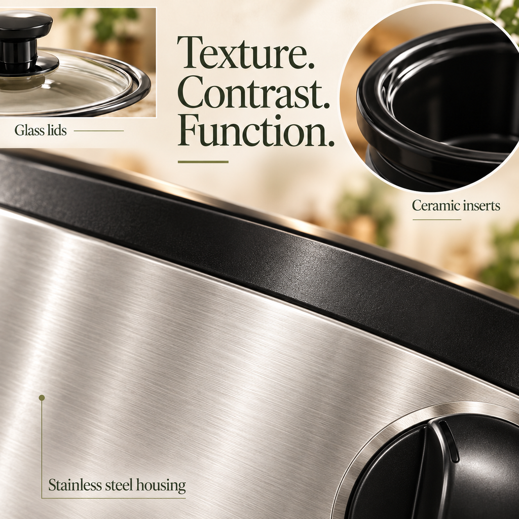 Dual slow cooker — materials kitchen composition
