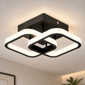 Black double square LED ceiling light with illuminated overlapping frames