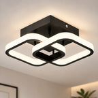 Black double square LED ceiling light with illuminated overlapping frames
