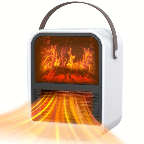 Cheminée électrique chauffante | Modèle portable avec deux modes de chauffage, effet flamme, plastique, blanc
