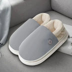Light gray insulated slippers shown as a pair