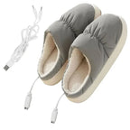 Dark gray electric heated slippers with USB power cable