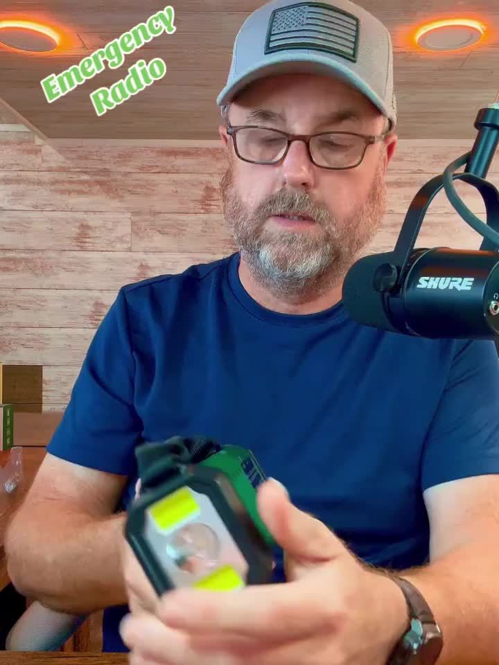 Emergency radio held by a presenter in a video thumbnail