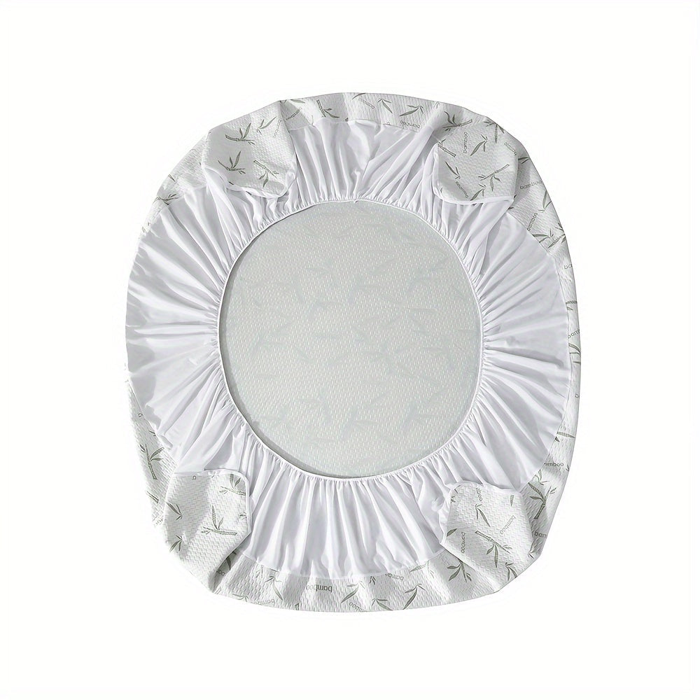 Underside of fitted mattress protector showing the elasticized edge
