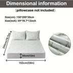 Fitted mattress protector illustrated with width, length and skirt depth
