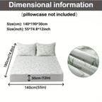 Fitted mattress protector illustrated on a bed with dimension arrows