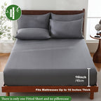 Light gray fitted sheet shown with a pocket depth annotation