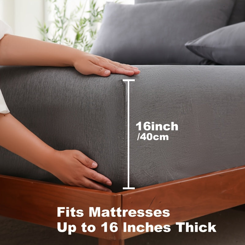 Fitted sheet pocket depth demonstrated at the mattress corner