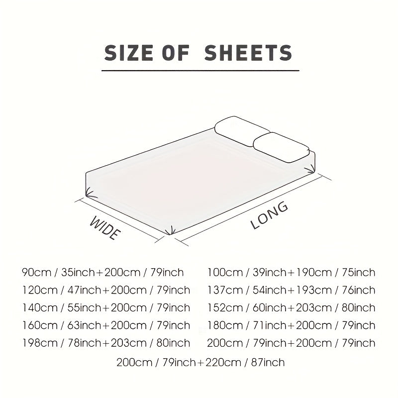 Fitted sheet size chart showing available dimensions