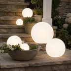 White floating pool light with smooth round PVC shell