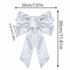 Flocked Christmas Bow — dimension diagram of the white bow