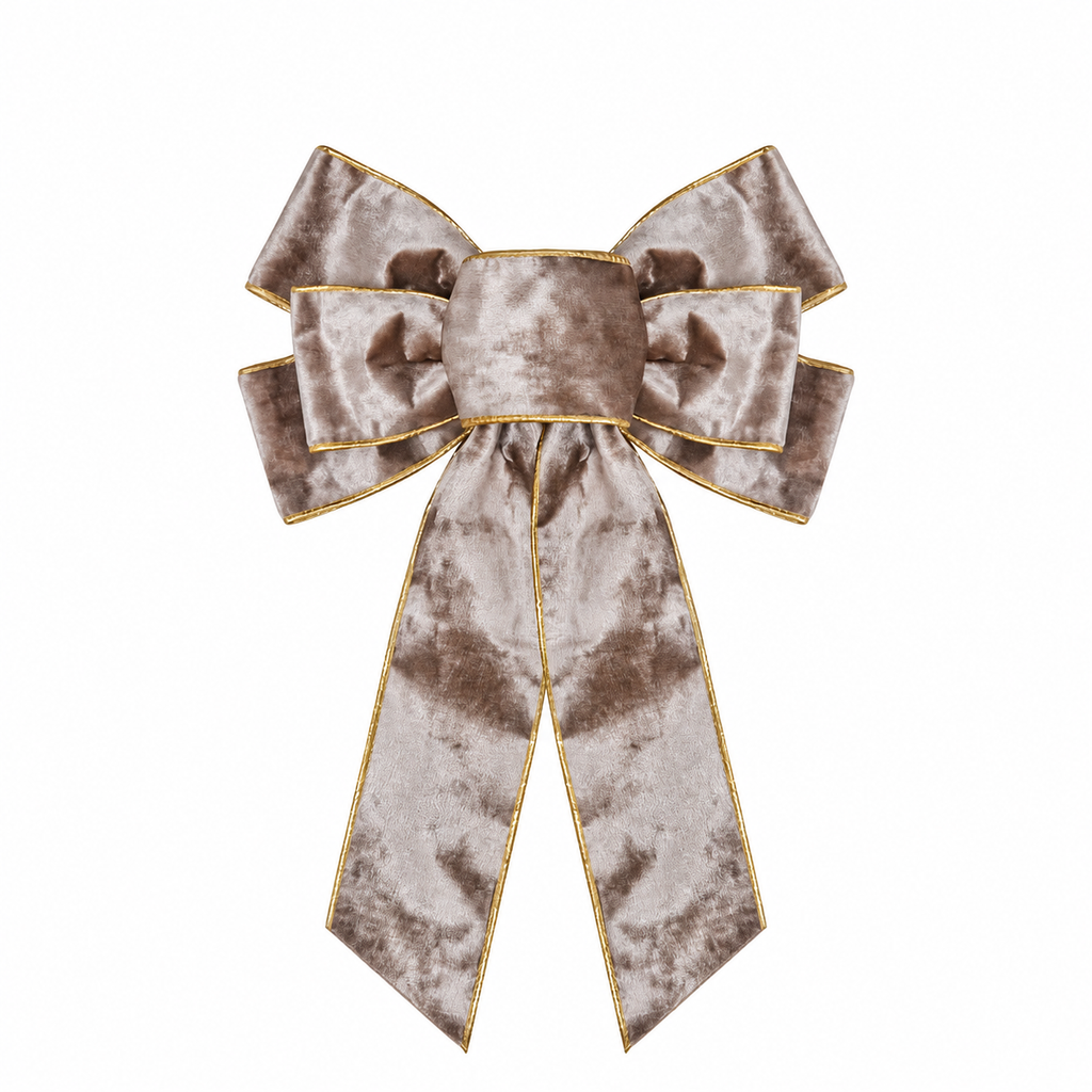 Flocked Christmas Bow — champagne bow