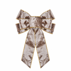 Flocked Christmas Bow — champagne bow