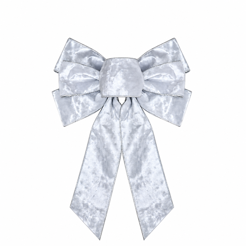 Flocked Christmas Bow — white bow