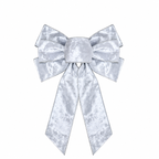 Flocked Christmas Bow — white bow