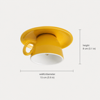 Flush mount ceiling light dimensions graphic showing the yellow fixture with width and height measurements.