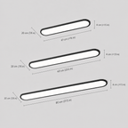 Flush mount ceiling light shown in three different fixture sizes on a white diagram.
