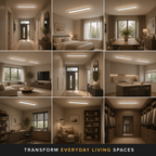 Flush mount ceiling light shown installed across a grid of different interior rooms.
