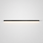 Slim black wall light mounted horizontally on a neutral wall with a soft downward glow.