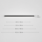 Wall light dimension graphic showing the slim horizontal fixture with measurement lines.