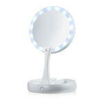 Folding mirror with standard and 10X magnification