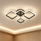 Black geometric ceiling light with warm illumination