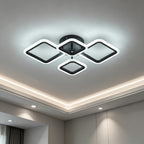 Black diamond frame ceiling light with neutral illumination