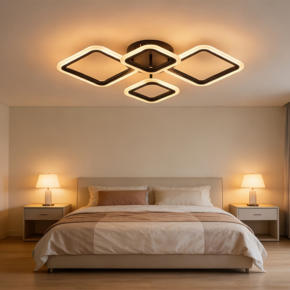 Black four frame LED fixture in a bedroom