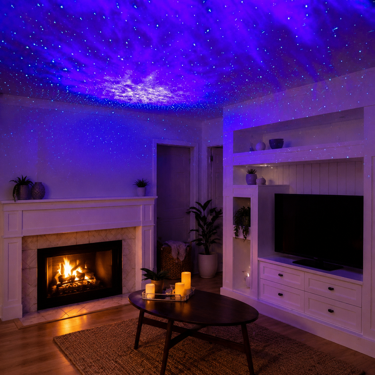 Black galaxy projector with remote control and USB cable