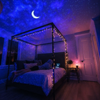 Galaxy projector beside a phone while playing music by Bluetooth