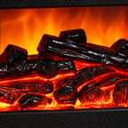 Close-up of the fireplace diffuser illuminated decorative log window