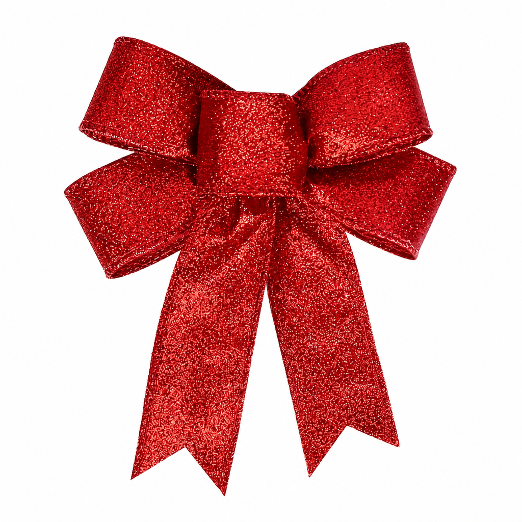 Glitter Christmas Bows — red glitter ribbon bow