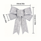 Glitter Christmas Bows — silver bow dimension diagram