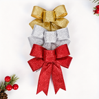 Glitter Christmas Bows — gold, silver and red bows together
