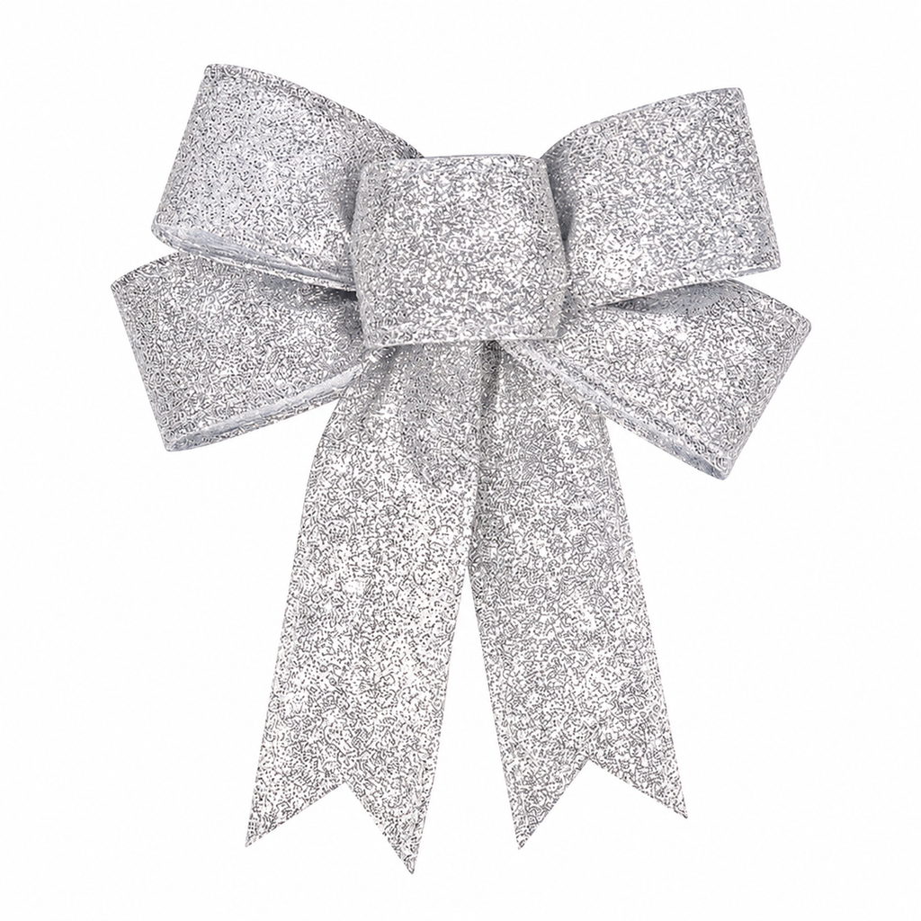 Glitter Christmas Bows — silver glitter bow