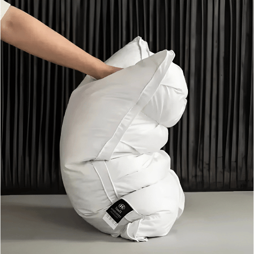 Goose down pillow with a soft breathable finish, lifestyle view.
