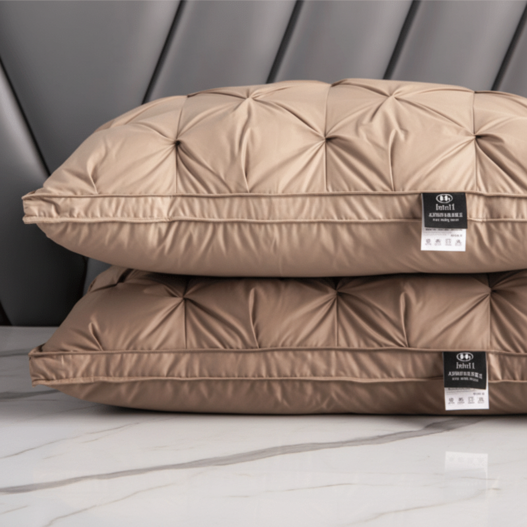 Goose down pillow with a soft breathable finish, product detail 1.