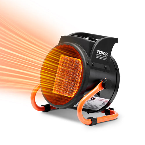 Greenhouse heater with illustrated warm airflow on a white background.