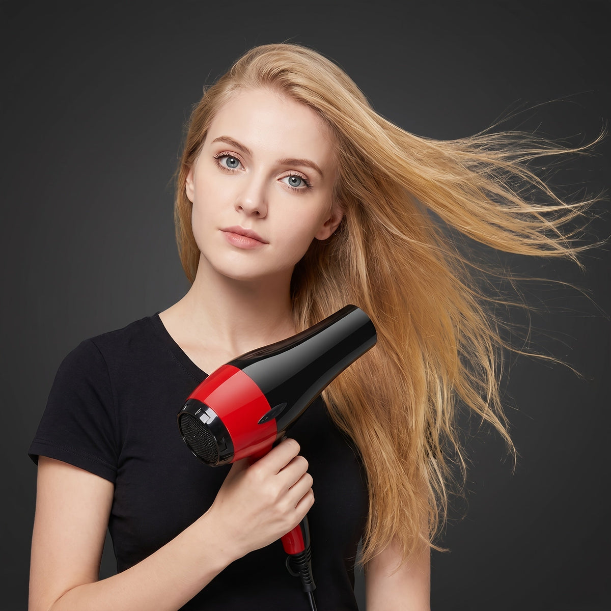 Hair Dryer Black Red detail and styling view