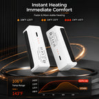 Hand warmers with a source temperature chart and three heat level illustrations.