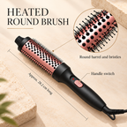 Heated round brush with bristle detail switch and length information