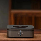 Gray ceramic hot plate with front touch controls