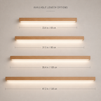 Wall sconce displayed in four horizontal size options on a light background.
