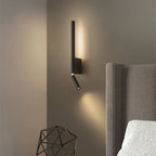 Minimalist integrated LED wall light in black or white, product detail 1.
