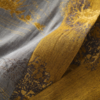 Cotton kimono bathrobe close-up showing the gray and yellow weave.