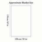 Knit throw blanket size diagram showing approximately 51 by 67 inches and 130 by 170 centimeters