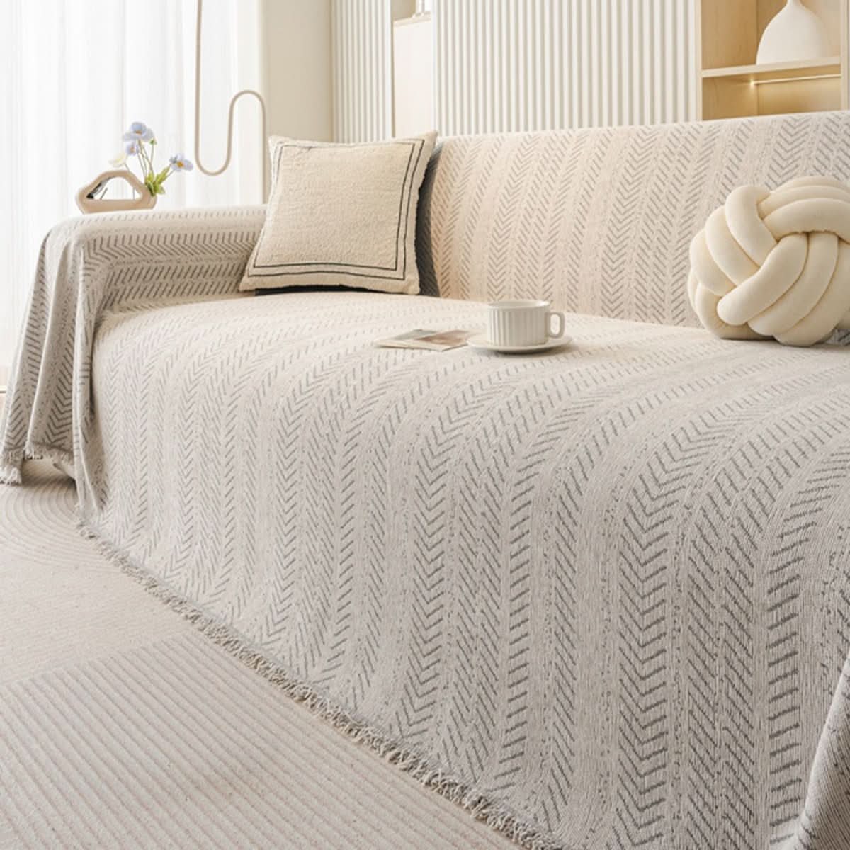 Sofa Cover | Washable Chenille Herringbone, Five Colors — product image 7
