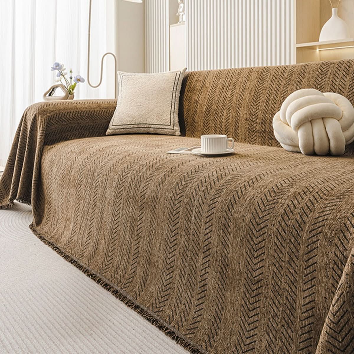 Sofa Cover | Washable Chenille Herringbone, Five Colors — product image 9