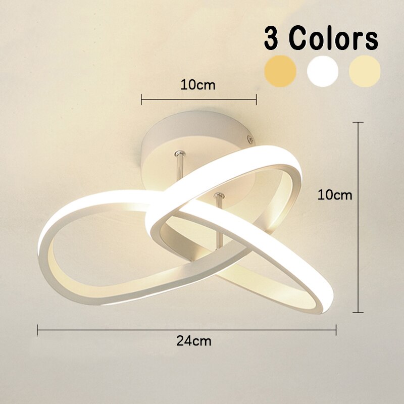 White clover LED ceiling light diagram with dimensions and light color icons