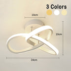 White clover LED ceiling light diagram with dimensions and light color icons